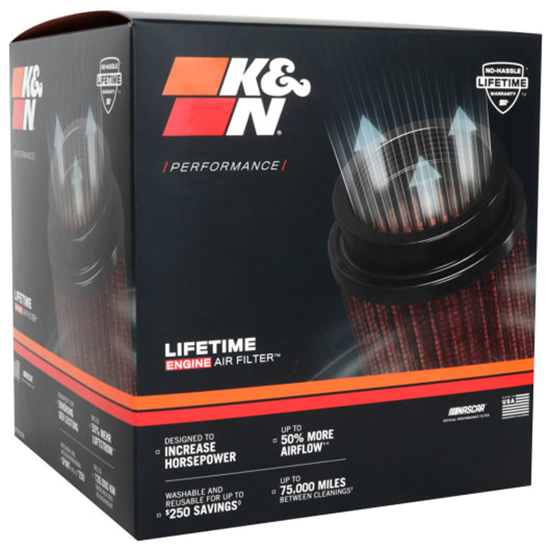 K&N Universeel Luchtfilter Ovaal/Konisch met ovale aansluiting 72mm aansluiting, 165mm onder, 114x83mm top, 191mm hoogte (RU-5063)