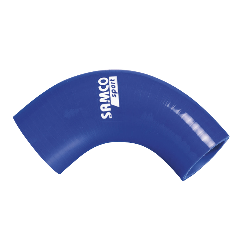 Samco 90 graden bocht verloopstuk blauw - Lengte 102mm - Ø35>22mm