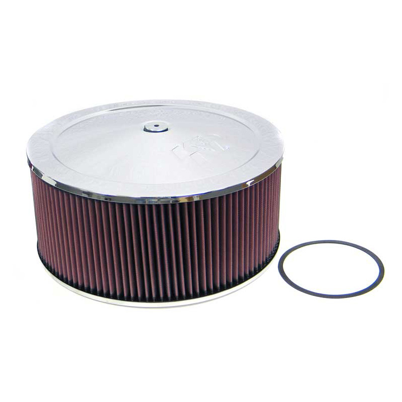 K&N luchtfilter rond - 130mm aansluiting, 356mm diameter, 155mm hoogte, 22mm drop base (60-1460)