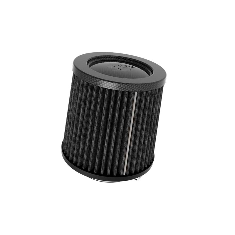 K&N Universeel Dryflow Zwart Luchtfilter Conisch - carbonvezel top - 70mm aansluiting, 129mm onder, 114mm top, 127mm hoogte (RU-3137HBK)