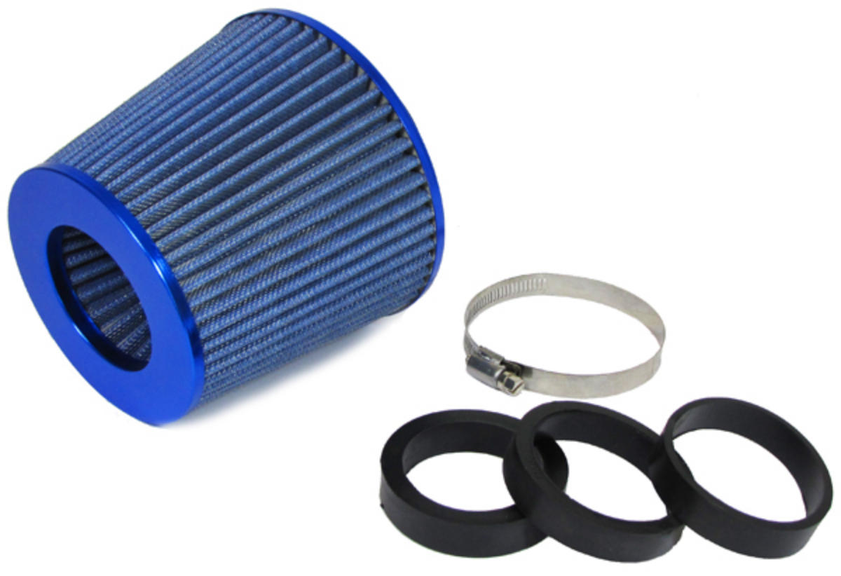 Luchtfilter Universeel inclusief Air intake buis Aluminium zwart-blauw